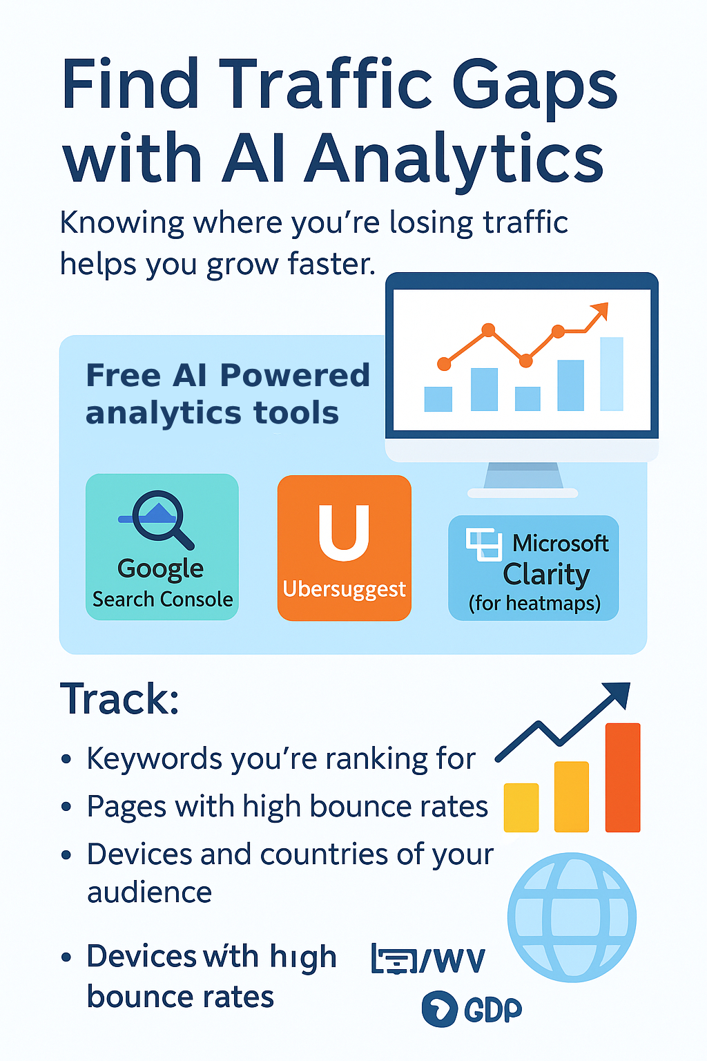 Find Traffic Gaps with AI Analytics Google search Console, Ubersuggest